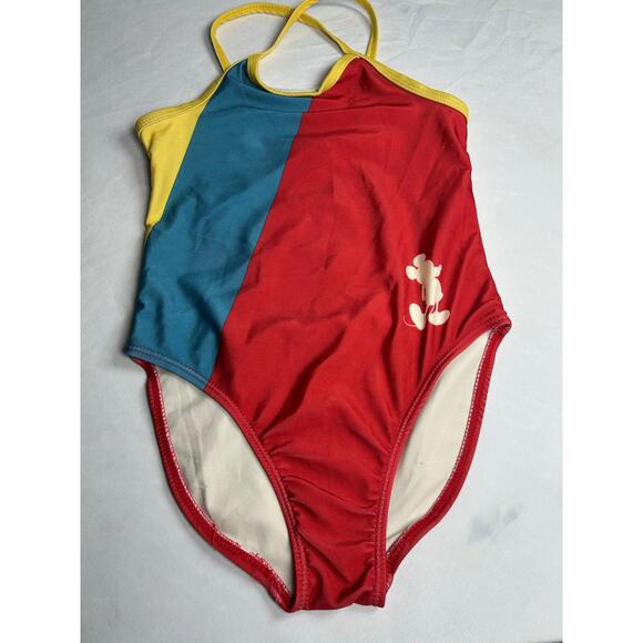 Junk Food Disney Swimsuit Girl Size S Mickey Mouse, red yellow vintage beach - Picture 1 of 9